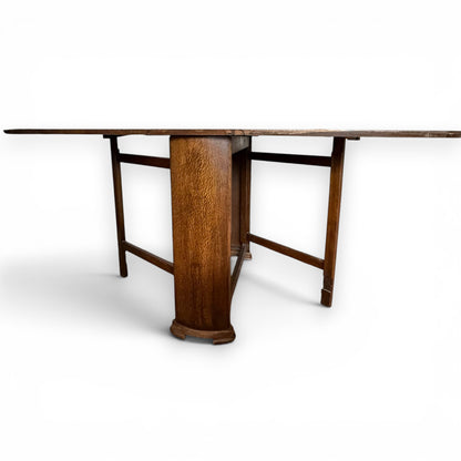 Vintage Art Deco Oak Space Saving Drop Leaf Dining Table