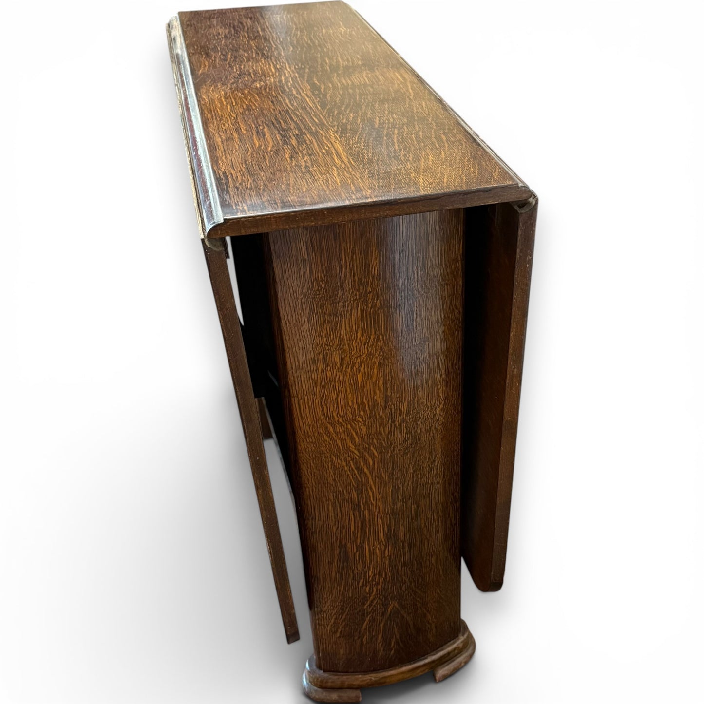 Vintage Art Deco Oak Space Saving Drop Leaf Dining Table