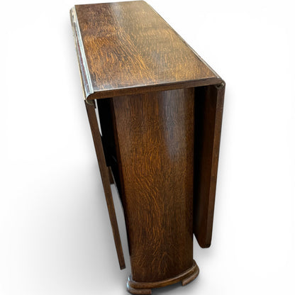 Vintage Art Deco Oak Space Saving Drop Leaf Dining Table