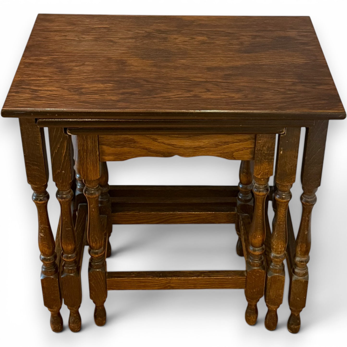 Vintage Oak Nest Of Tables – Set Of Three Occasional Side Tables