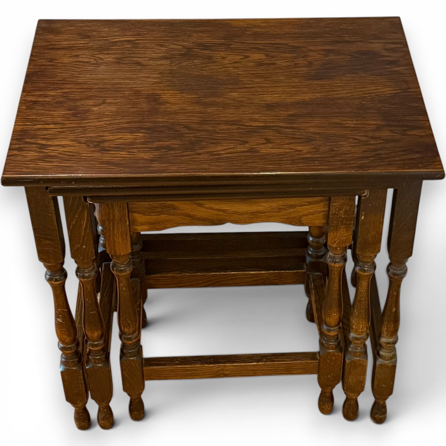 Vintage Oak Nest Of Tables – Set Of Three Occasional Side Tables