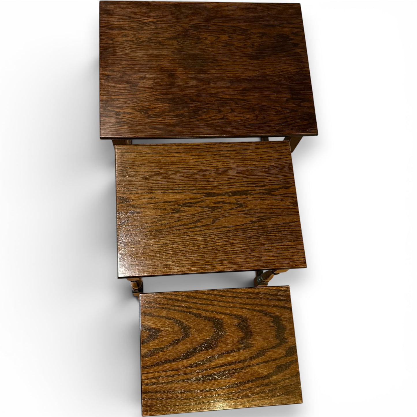 Vintage Oak Nest Of Tables – Set Of Three Occasional Side Tables