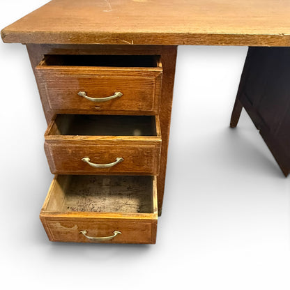 Antique Oak Twin Pedestal Writing Desk