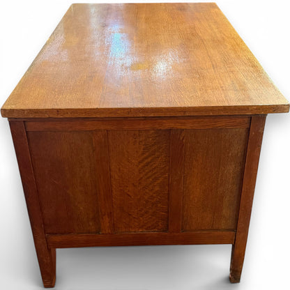 Antique Oak Twin Pedestal Writing Desk