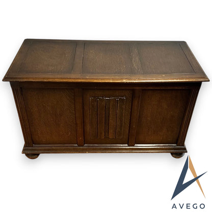 Antique Jacobean Style Oak Blanket Box / Ottoman / Storage Trunk