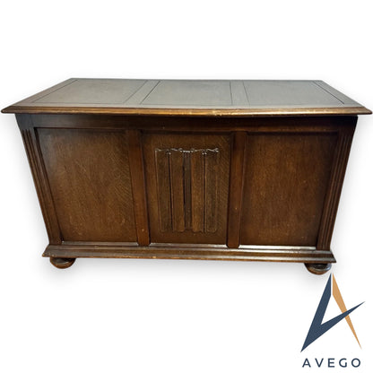 Antique Jacobean Style Oak Blanket Box / Ottoman / Storage Trunk