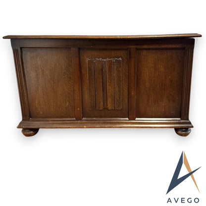 Antique Jacobean Style Oak Blanket Box / Ottoman / Storage Trunk