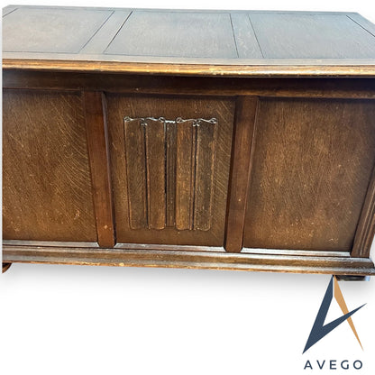 Antique Jacobean Style Oak Blanket Box / Ottoman / Storage Trunk