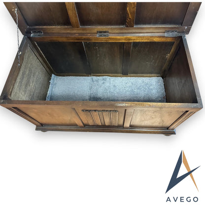 Antique Jacobean Style Oak Blanket Box / Ottoman / Storage Trunk