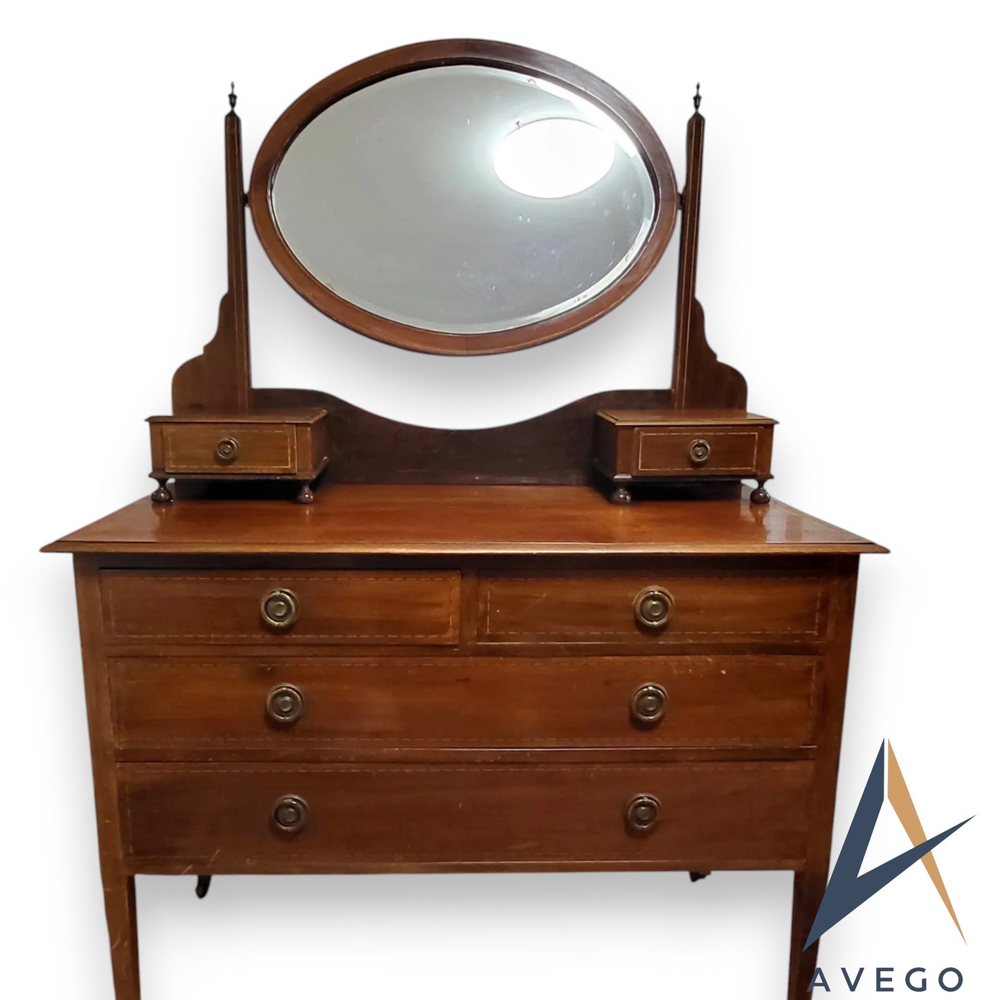 Antique Edwardian Inlaid Mahogany Dressing Table Vanity
