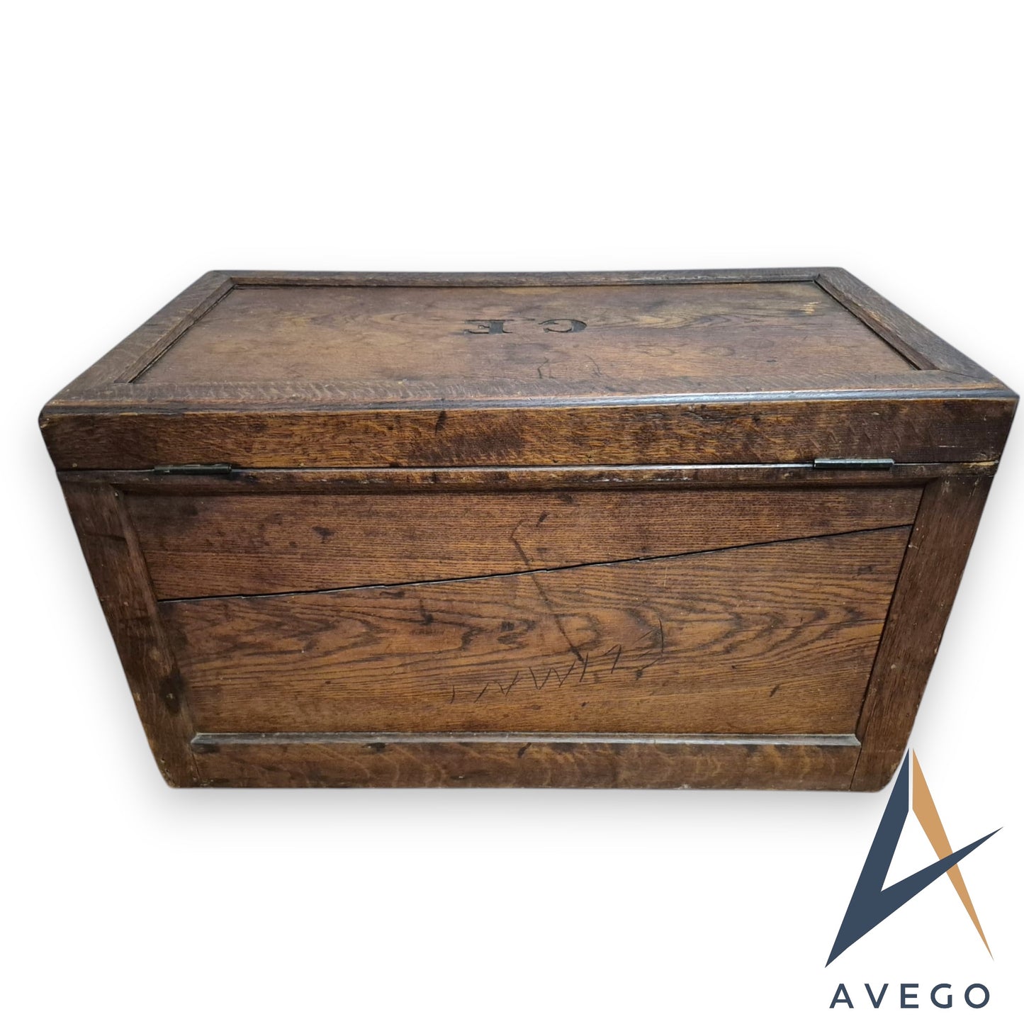 Antique Oak Wooden Chest Blanket Box Trunk