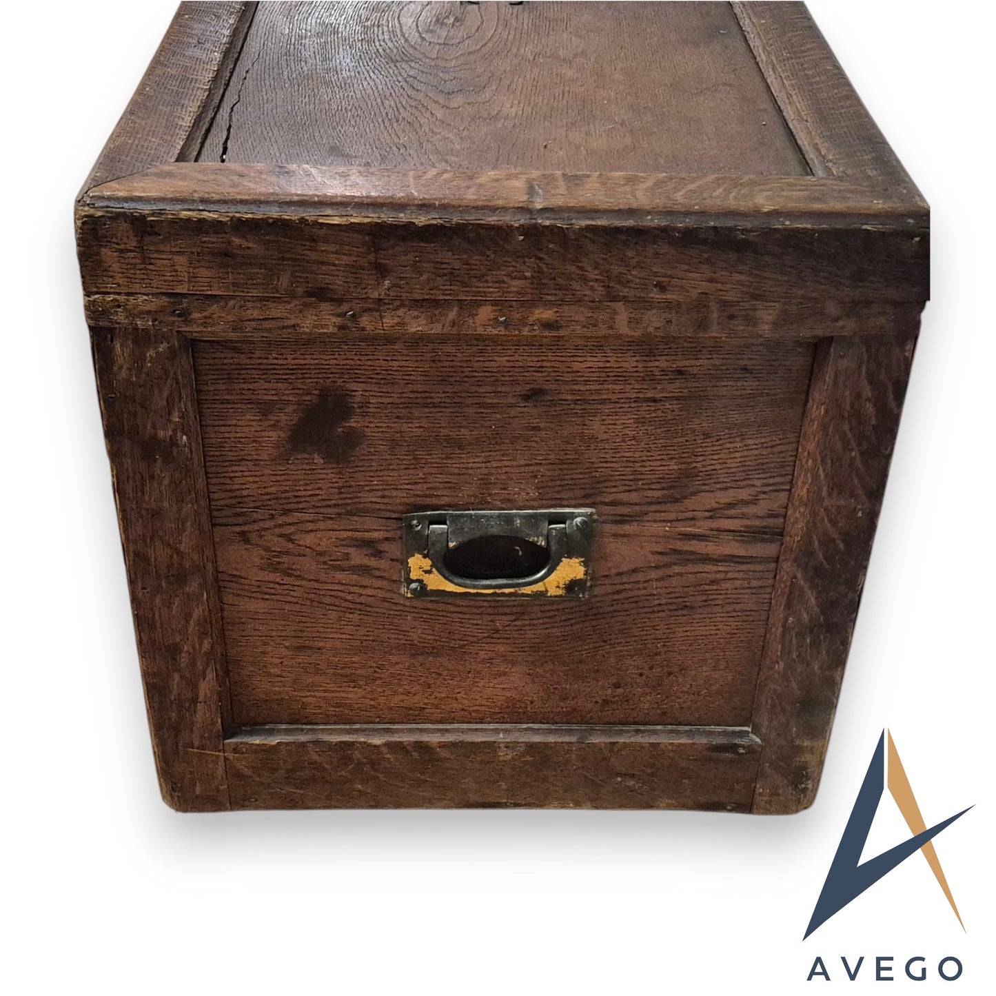 Antique Oak Wooden Chest Blanket Box Trunk
