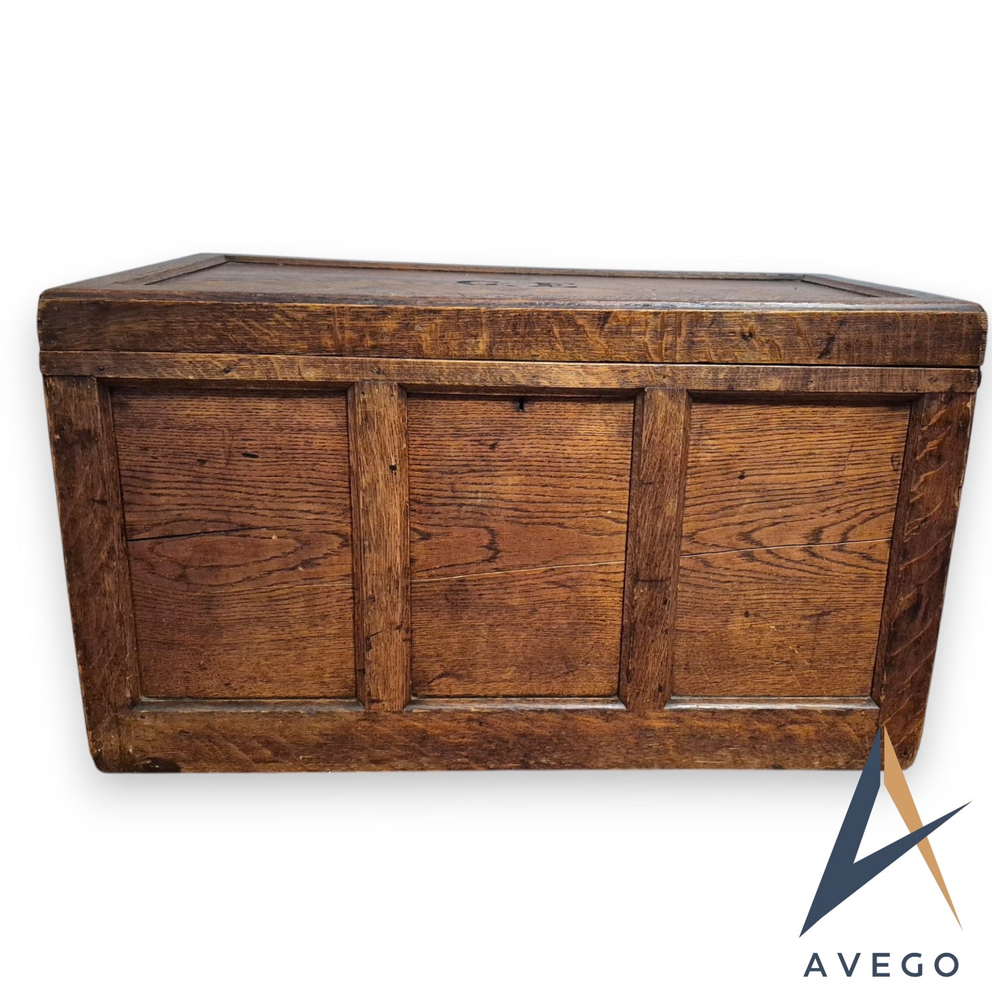 Antique Oak Wooden Chest Blanket Box Trunk