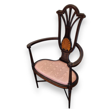 Antique Art Nouveau Mahogany Armchair Side Chair Occasional Chair