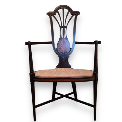 Antique Art Nouveau Mahogany Armchair Side Chair Occasional Chair