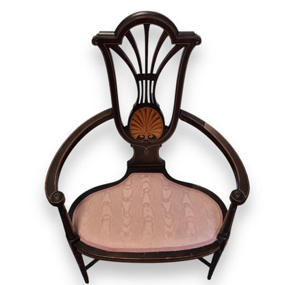 Antique Art Nouveau Mahogany Armchair Side Chair Occasional Chair