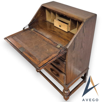 1920's Oak Bureau Art Deco Style 3 Drawer