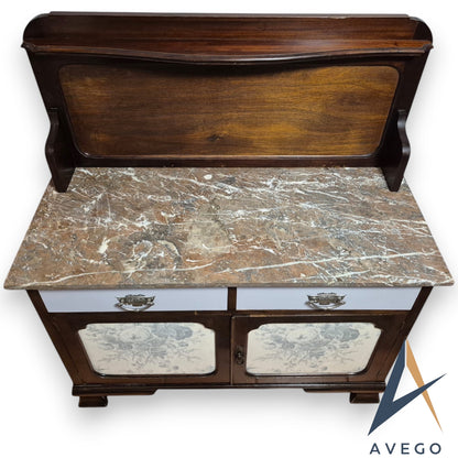 Antique Edwardian Marble Topped Washstand by Wadham and Sons Ltd