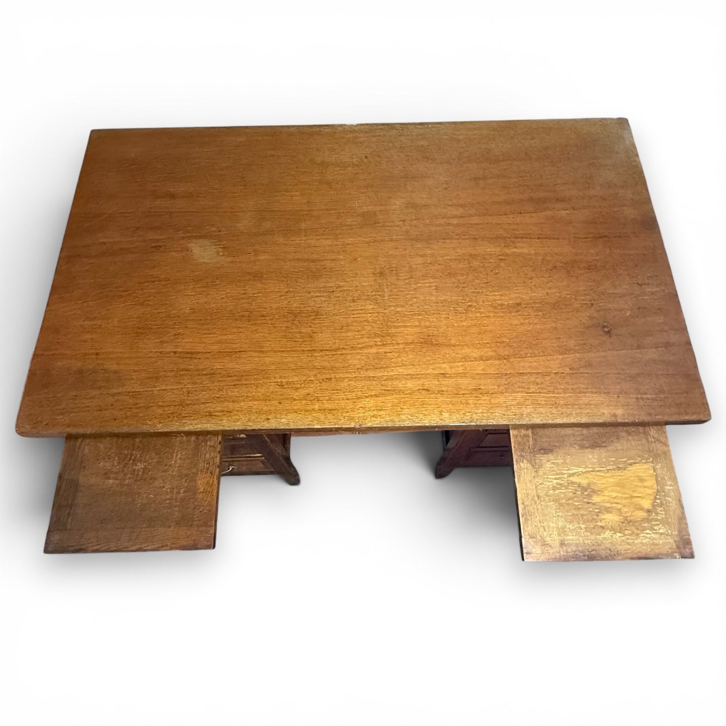 Antique Oak Twin Pedestal Writing Desk