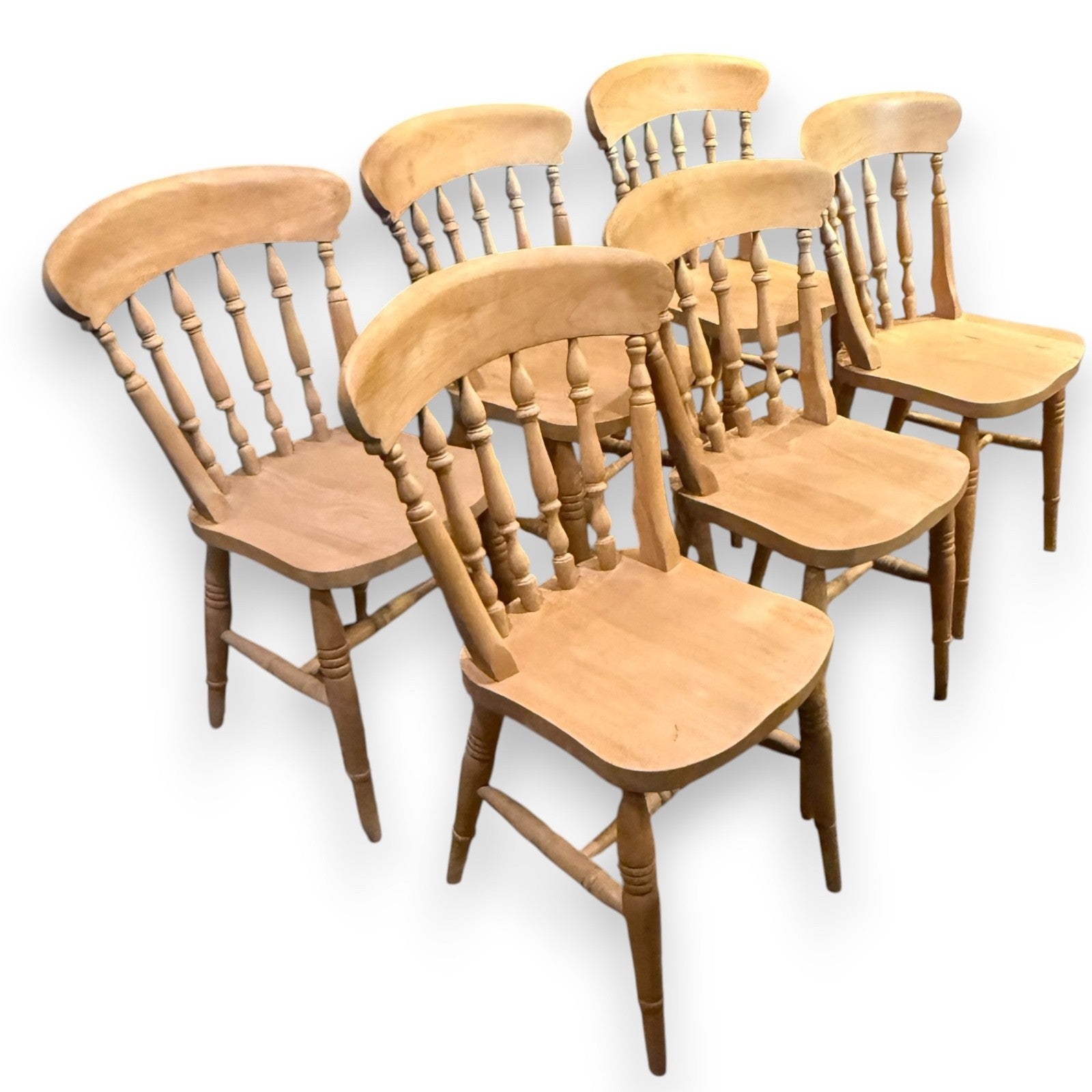 Beech farmhouse kitchen chairs – angled view