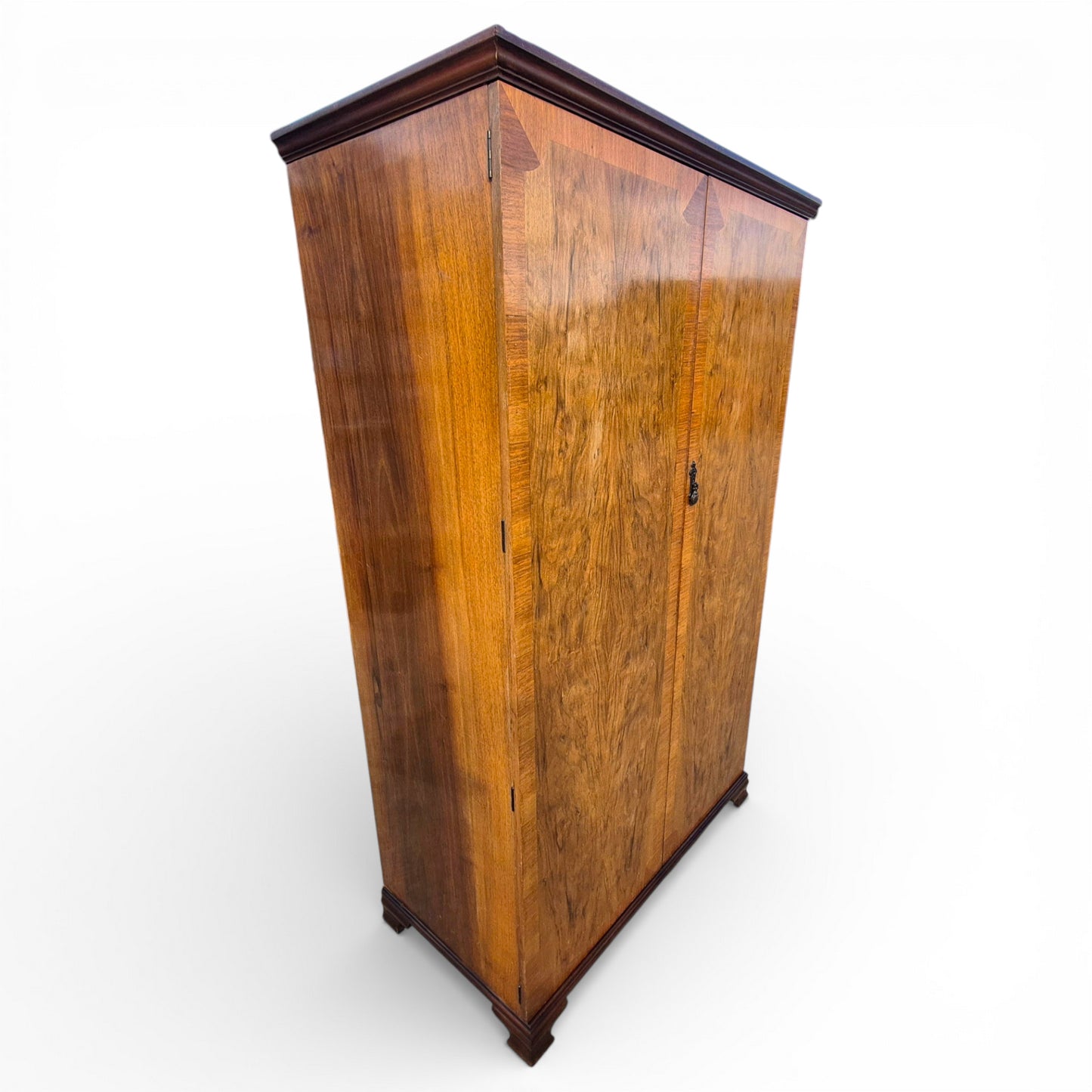 Antique Maple & Co Gentleman’s Wardrobe – Burr Walnut Compactum Armoire