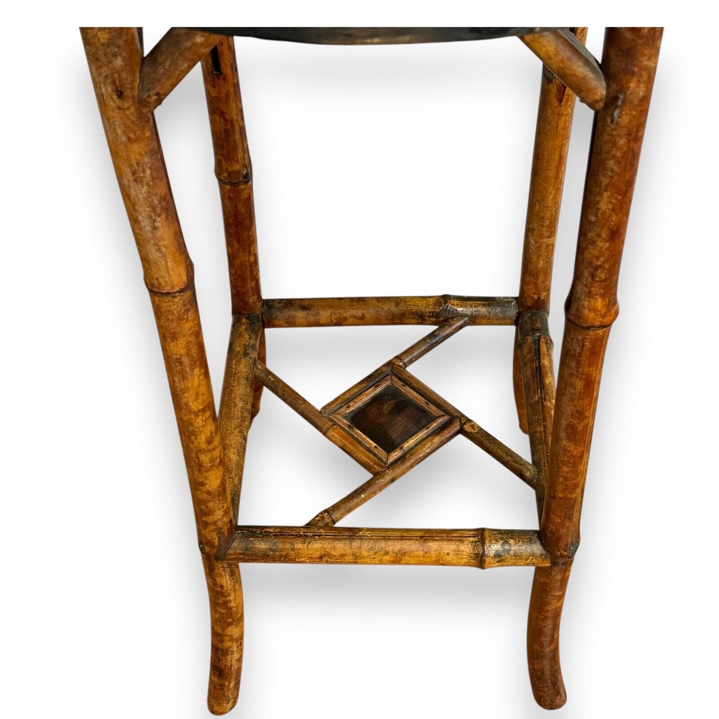 Antique side table – leg and stretcher detail showing natural aged patina