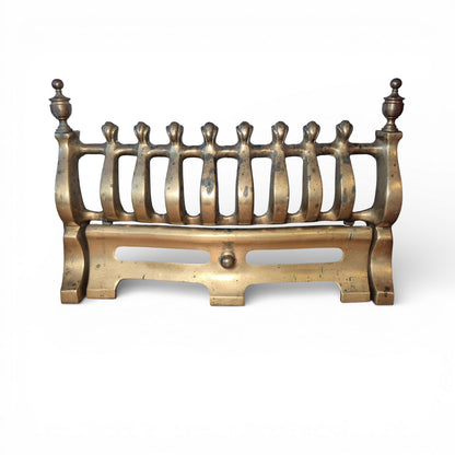 Antique brass fire grate with original front fender