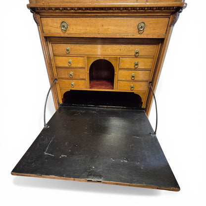 Antique Oak Fall Front Bureau Desk c1900 | Secretary Writing Cabinet