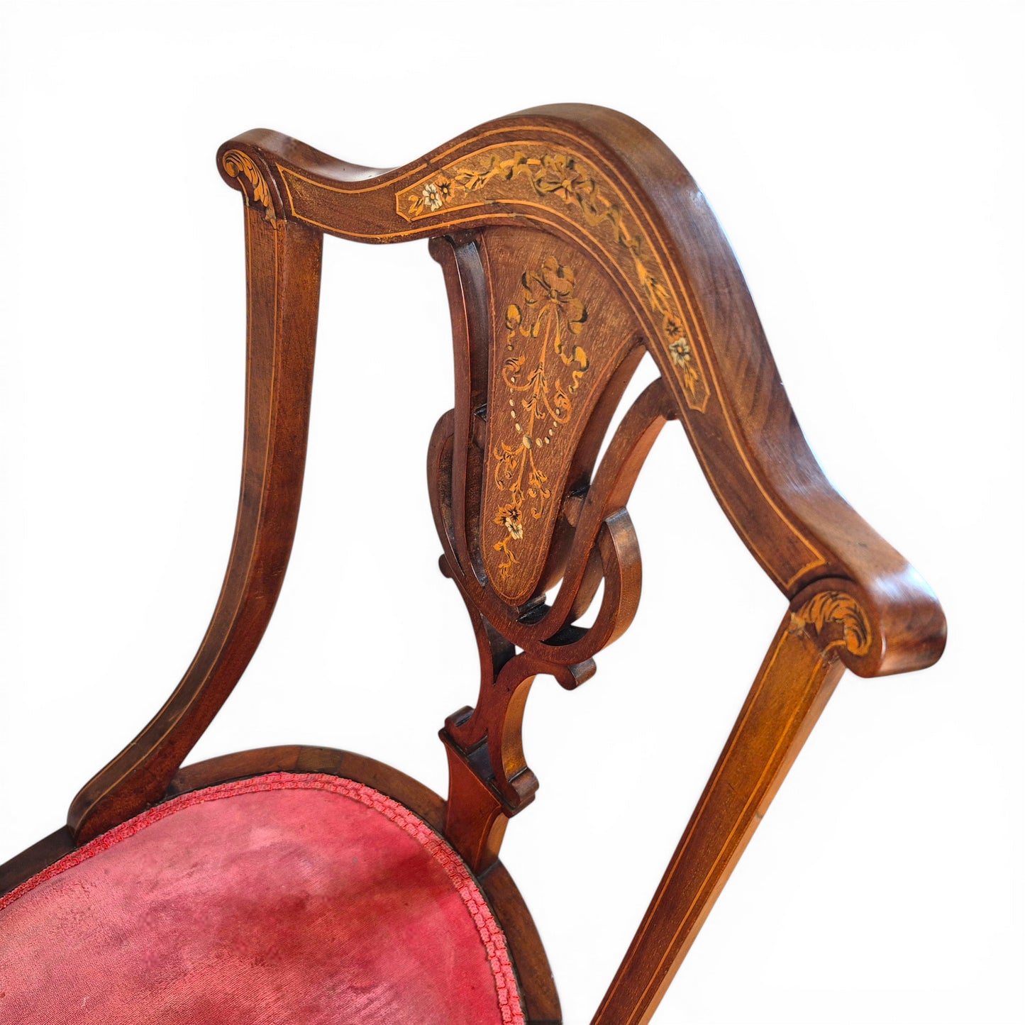 Antique Edwardian Inlaid Mahogany Side Chair | Floral Detail Occasional Chair c1900