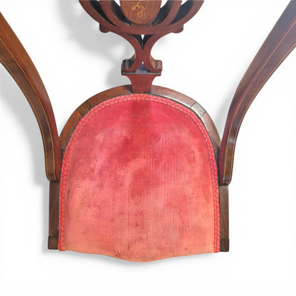 Antique Edwardian Inlaid Mahogany Side Chair | Floral Detail Occasional Chair c1900