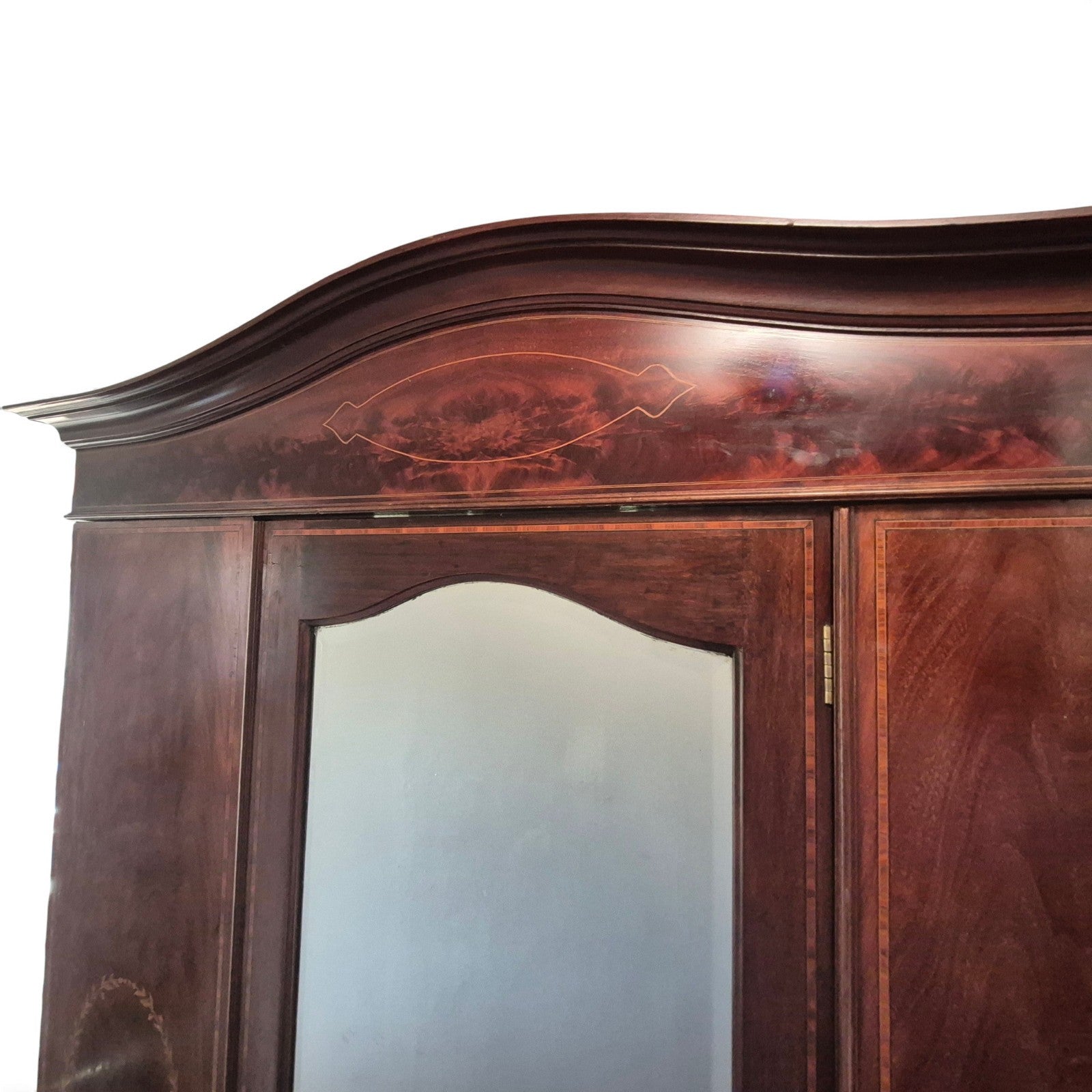 Mahogany wardrobe with inlay and beveled mirror