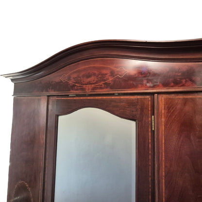 Mahogany wardrobe with inlay and beveled mirror