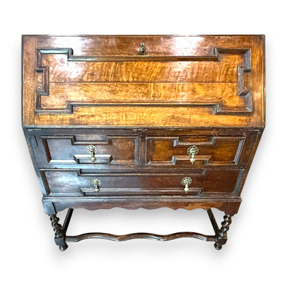 Antique Victorian Jacobean Revival Oak Bureau c.1890–1910