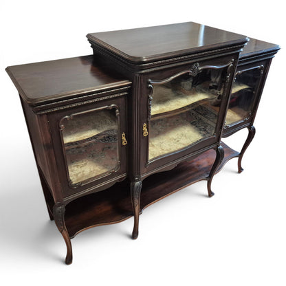 Antique Victorian mahogany glazed bookcase cabinet by W Walker & Sons London