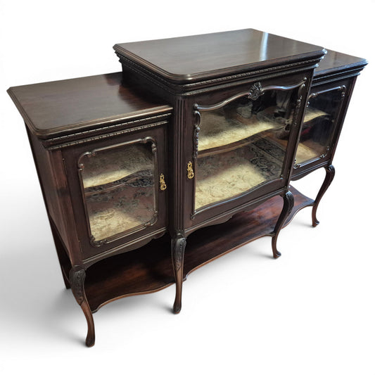 Antique Victorian mahogany glazed bookcase cabinet by W Walker & Sons London