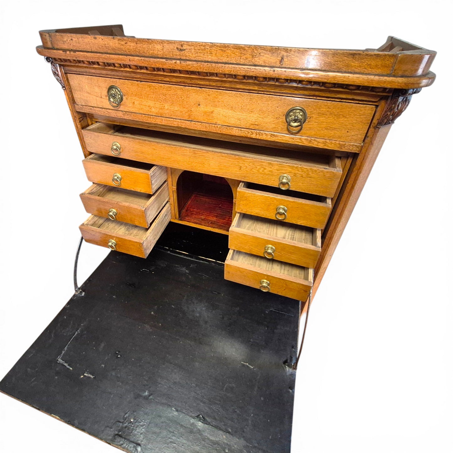 Antique Oak Fall Front Bureau Desk c1900 | Secretary Writing Cabinet