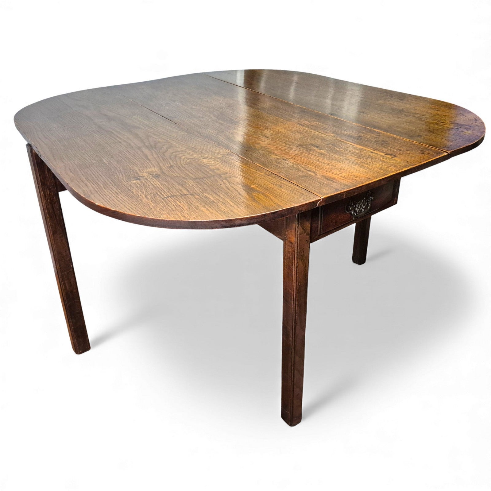 Storage drawer and legs on vintage oak table