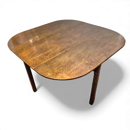 Antique oak drop-leaf kitchen table with plank top