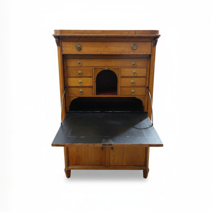 Antique oak fall front bureau desk with fitted interior and storage