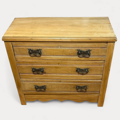 Top view of Edwardian pine chest of drawers 