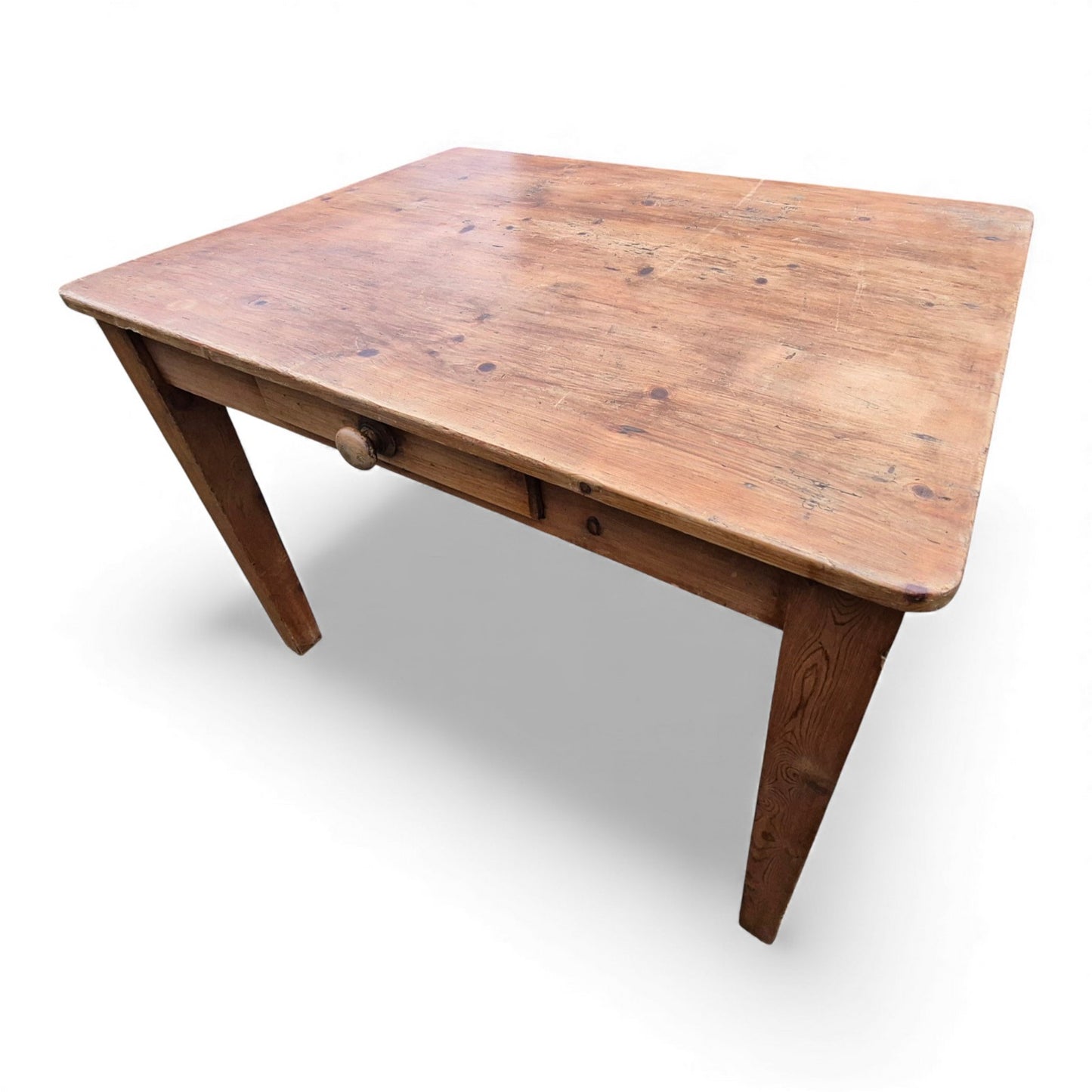 Antique pine farmhouse table with rustic aged patina