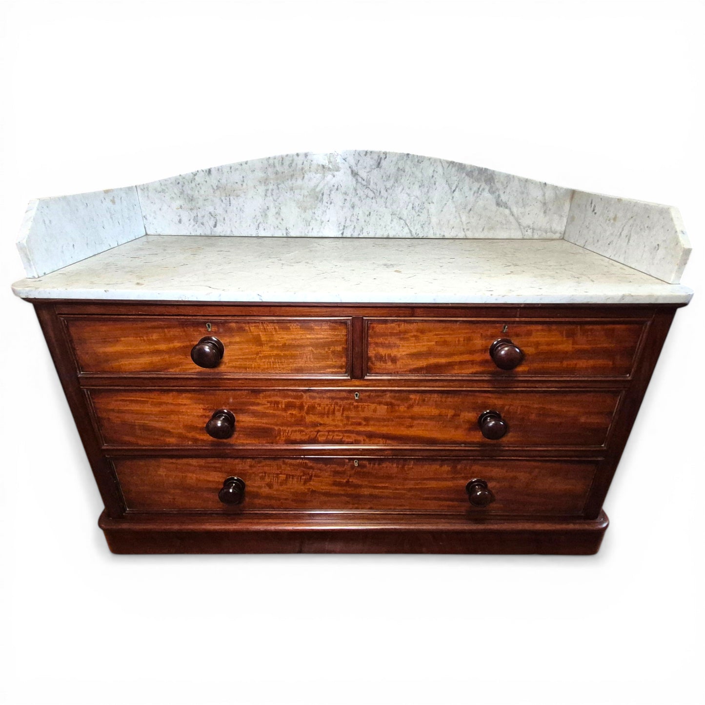 Antique Victorian Mahogany Marble Top Sideboard Chest | Kitchen Unit 138cm
