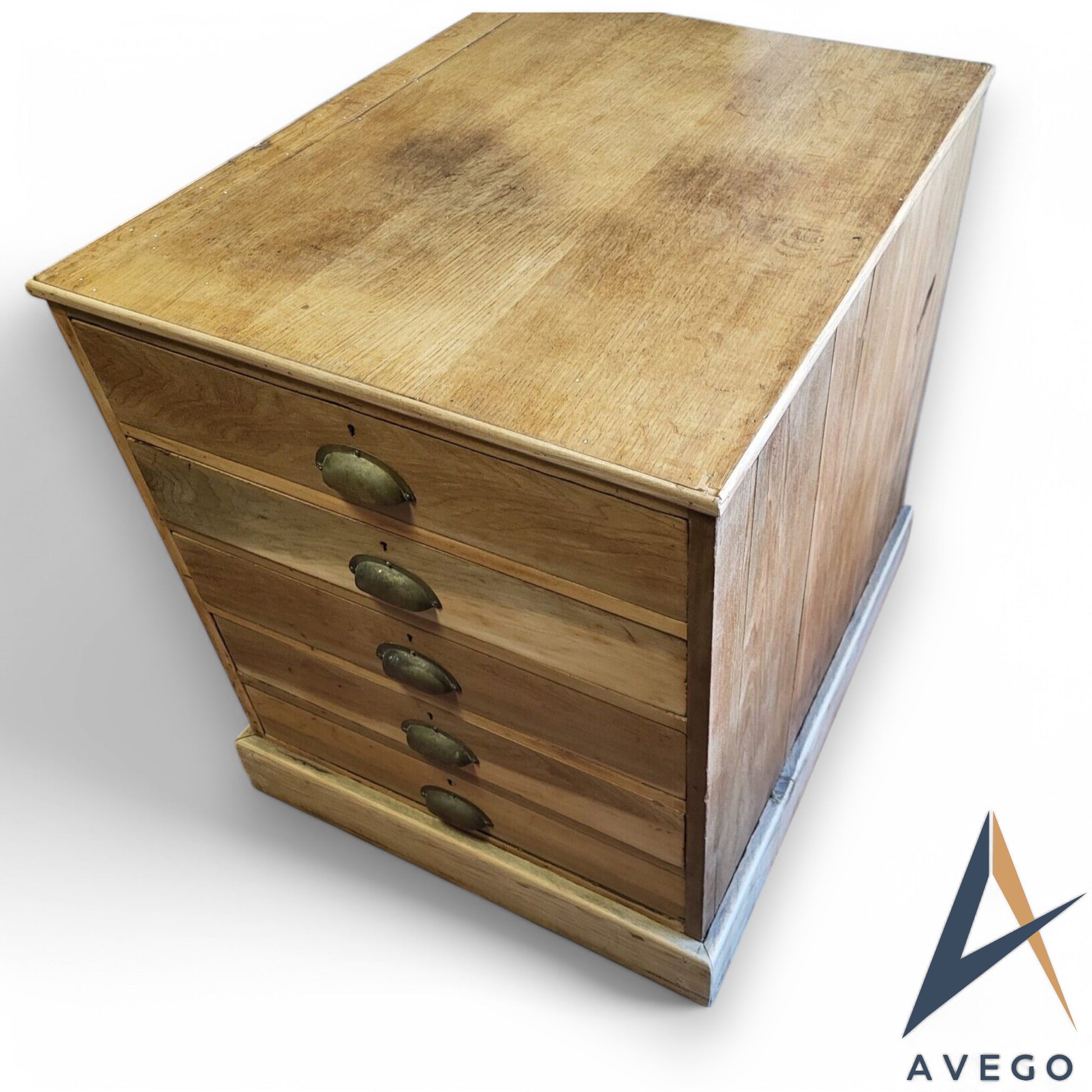 Antique Victorian collectors chest with oak top and poplar drawers – five drawer storage unit