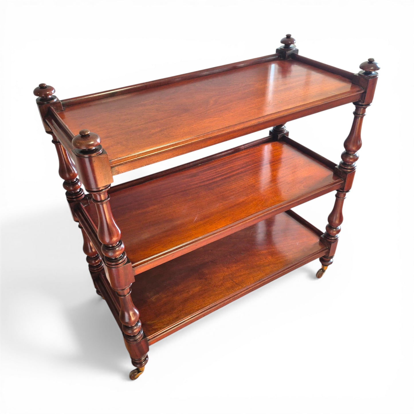 antique victorian mahogany dumb waiter 3 tier server trolley