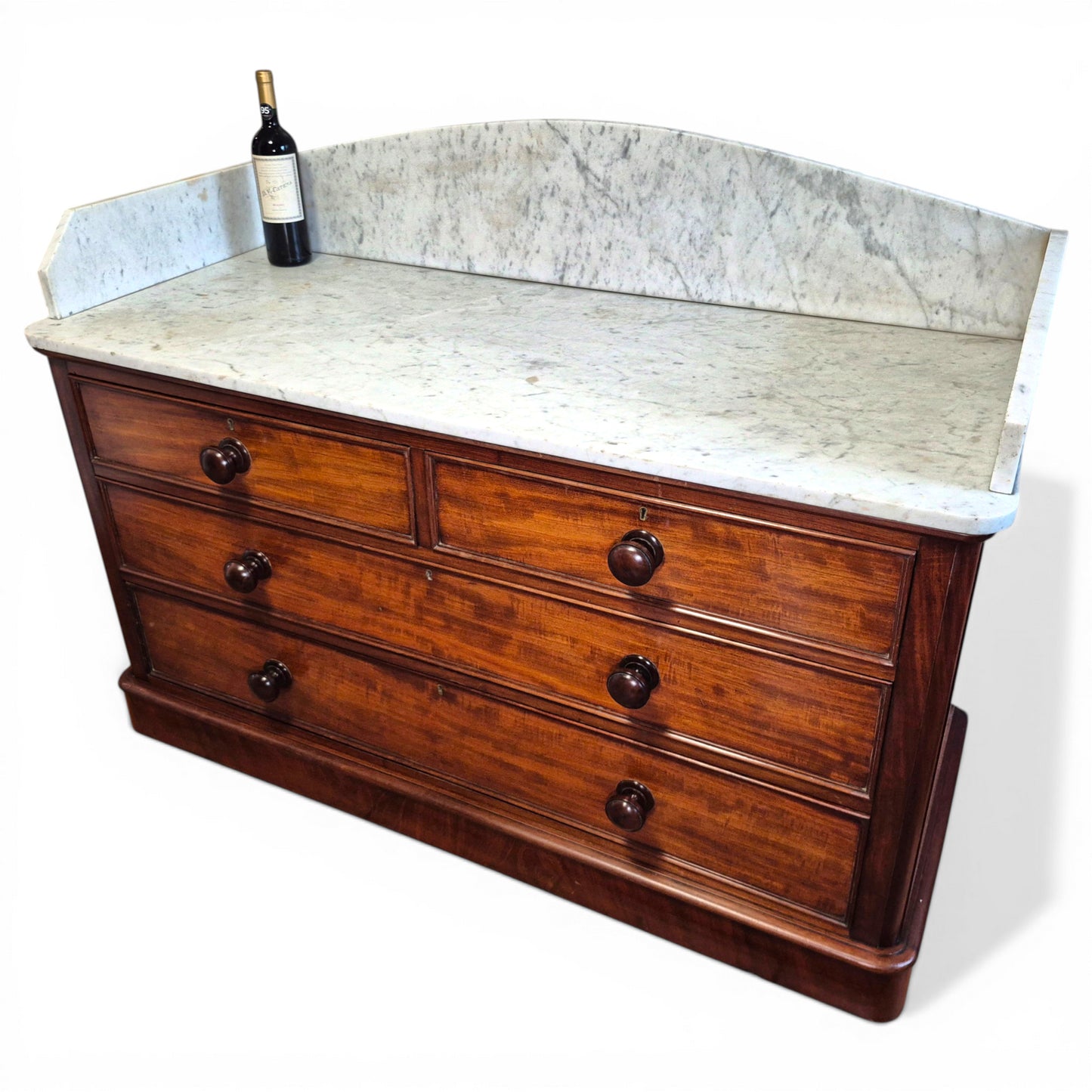 Antique Victorian Mahogany Marble Top Sideboard Chest | Kitchen Unit 138cm