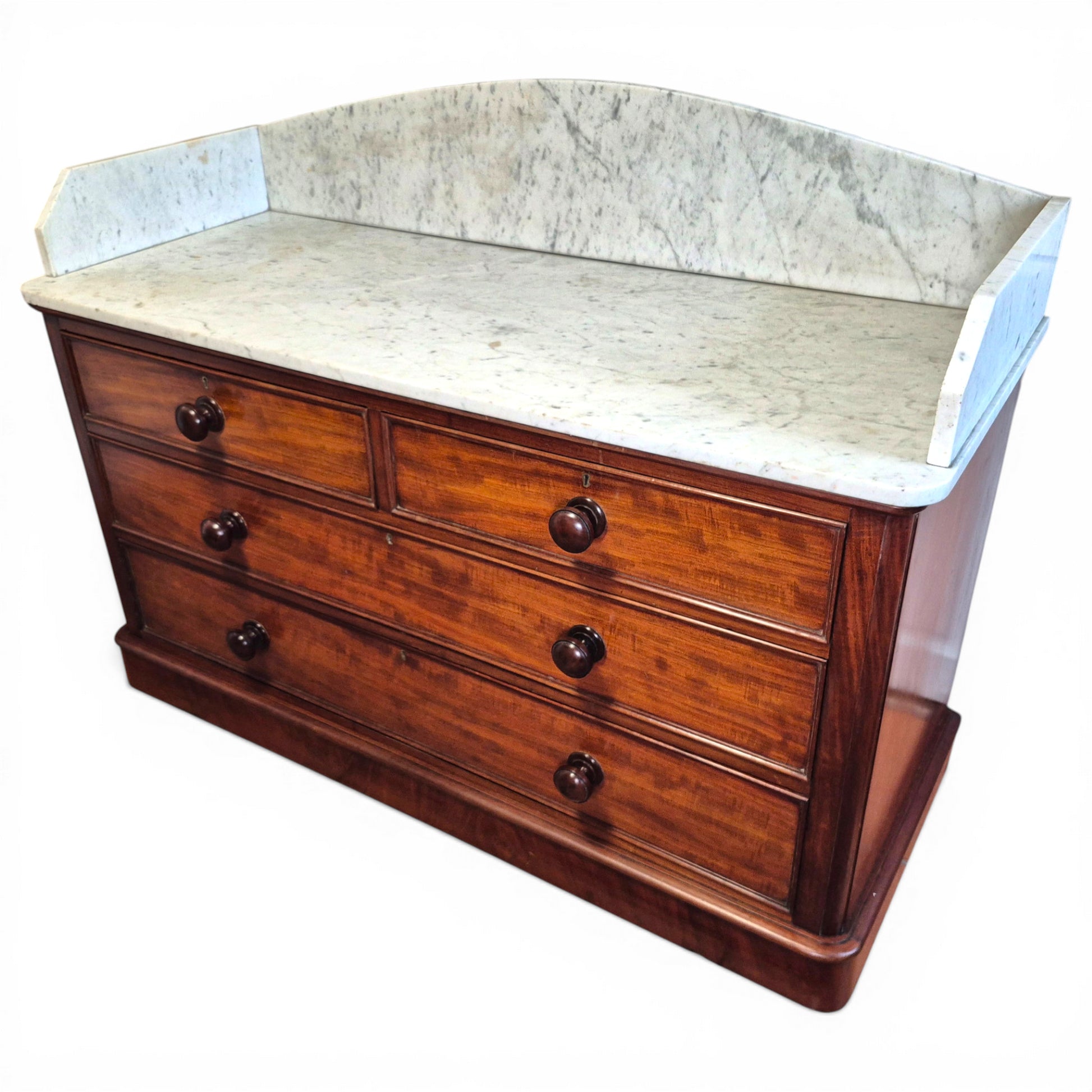 antique victorian mahogany marble top sideboard chest front view