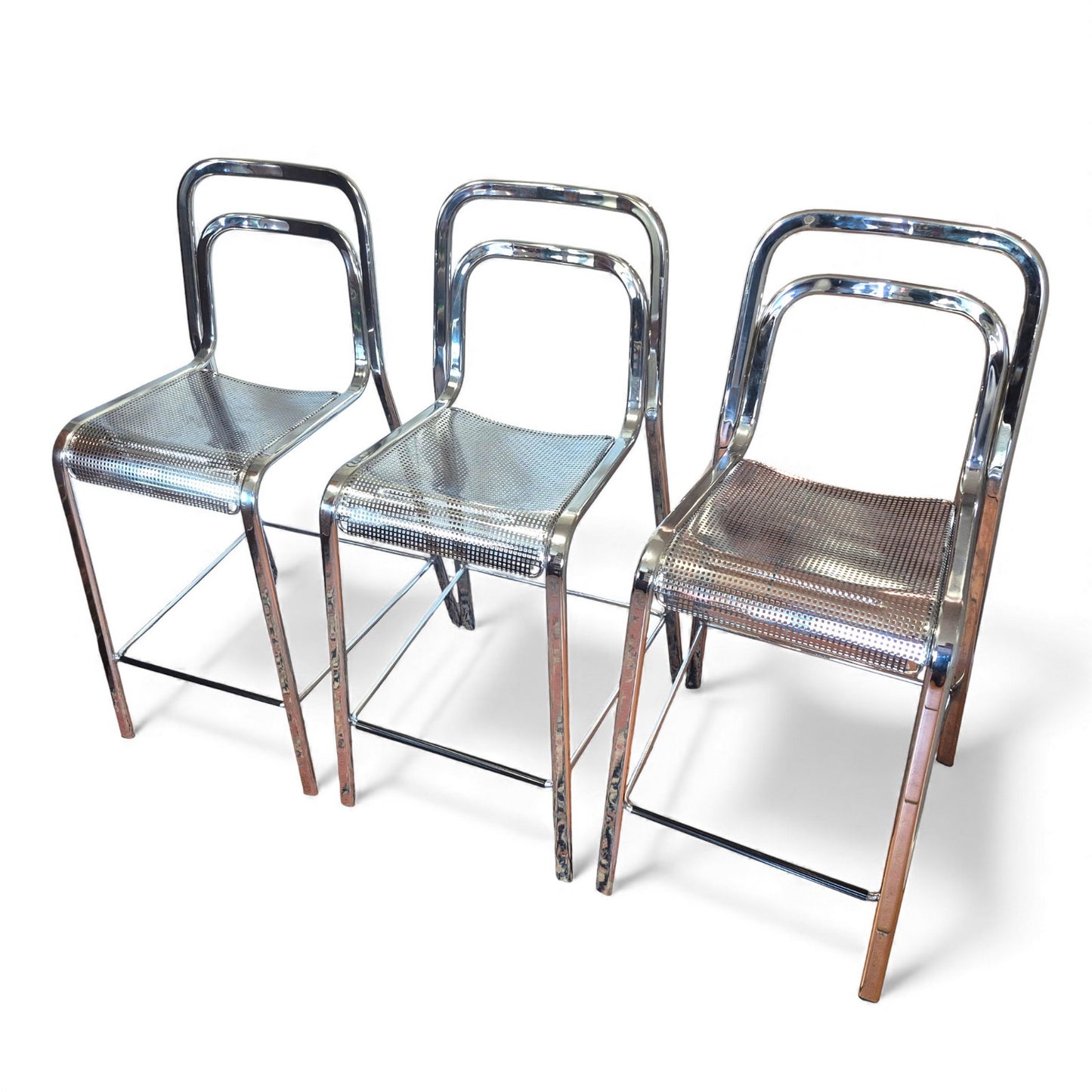 Set of 3 Arrben Italian chrome bar stools