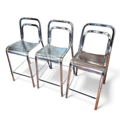 Set of 3 Arrben Italian chrome bar stools
