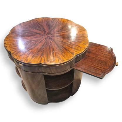 Art Deco Flame Mahogany Library Coffee Table with Pull Out Leaves