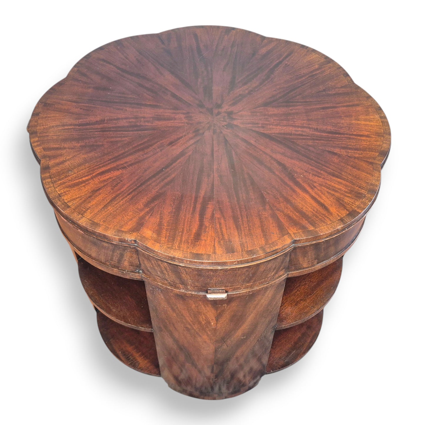 Art Deco Flame Mahogany Library Coffee Table with Pull Out Leaves